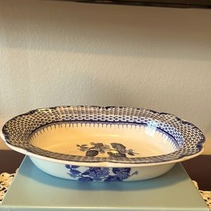 Antique Blue & White Oval Serving Bowl Cauldon made in England